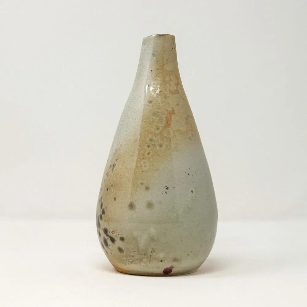 Vintage Signed Studio Pottery Speckled Bud Vase Organic Modern Ceramic